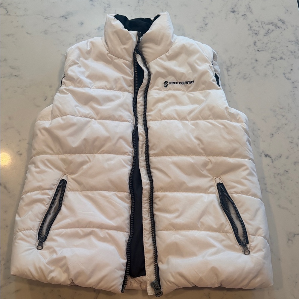 Free Country White Puffer Vest Zip Front Size L